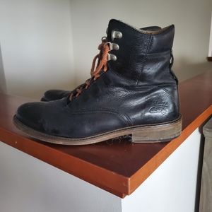 John Fluevog Men's Black Leather Boots 10